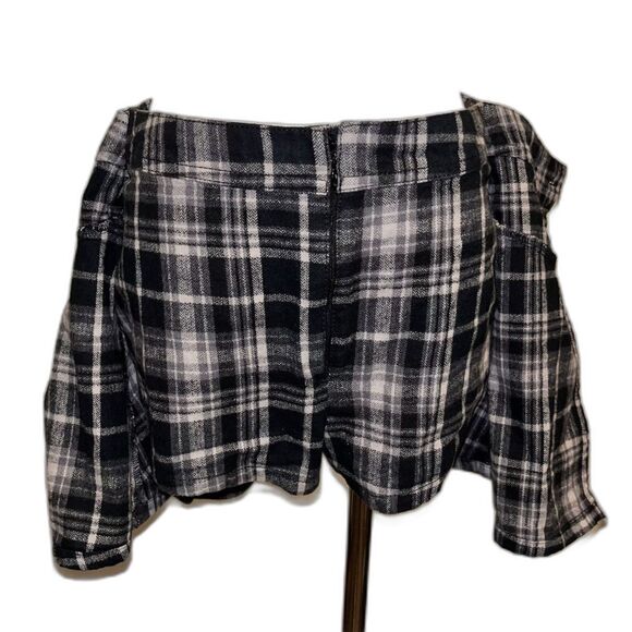 Free People Serena Micro Skort Mini Plaid Black Gray Size 4 NWT - Picture 8 of 12